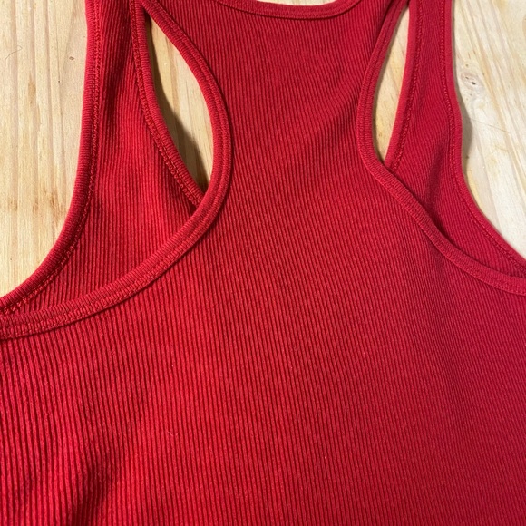 New Old Navy Red Stretch ribbed razor-back Tank top with ruffles Size: S - Picture 6 of 6